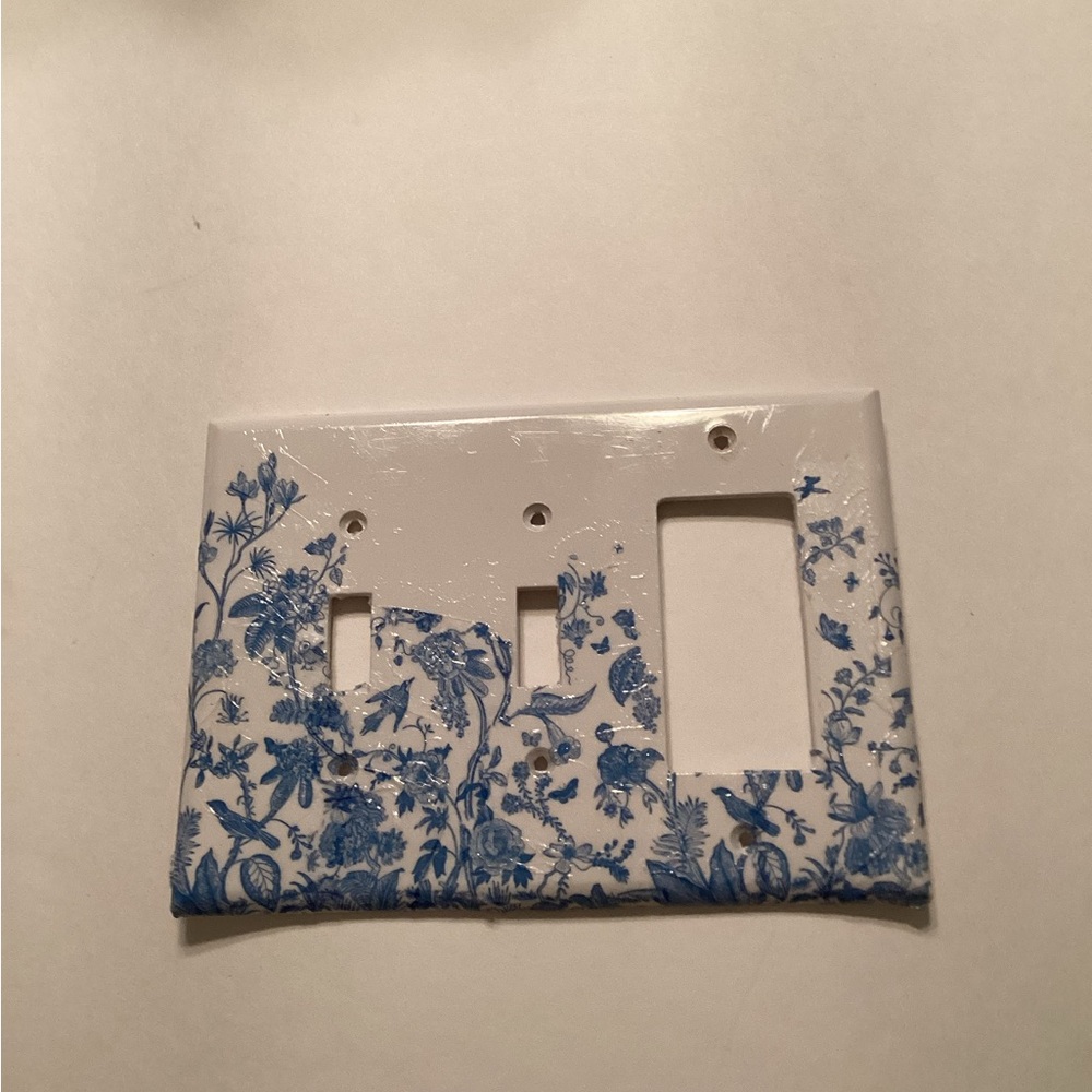 Handcrafted Blue Floral Switch Plate